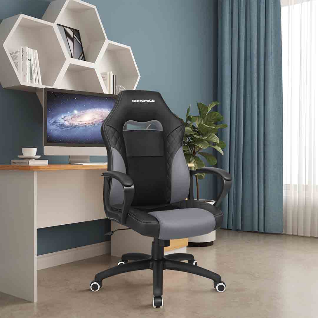 Songmics race sport stoel bureaustoel, bureaustoel, ademend, comfortabel, ergonomisch