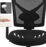 Songmics mesh bureaustoel, ergonomische bureaustoel met kantelmechanisme, gepolsterde zitting, verstelbare rugleuning en armleuningen, zwart