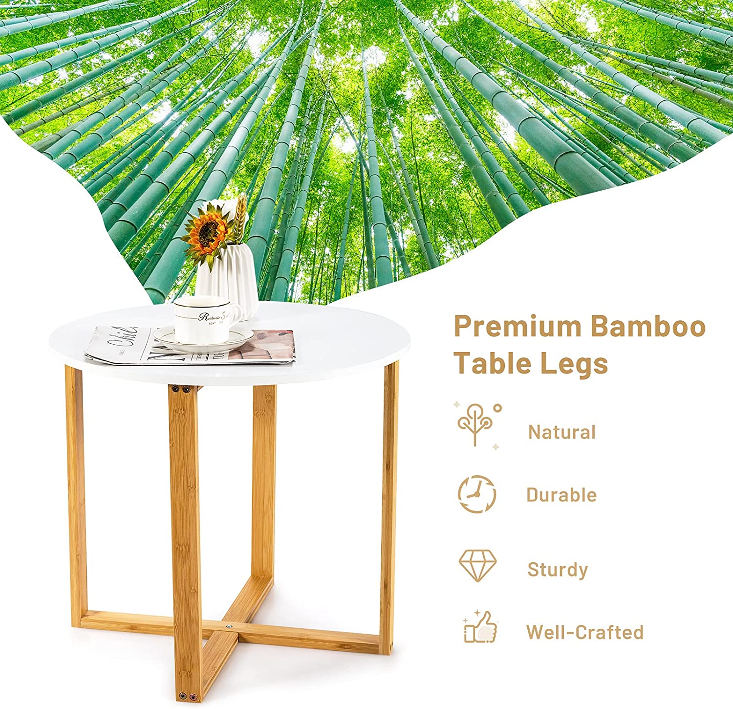 Moderne salontafel met bamboe poten
