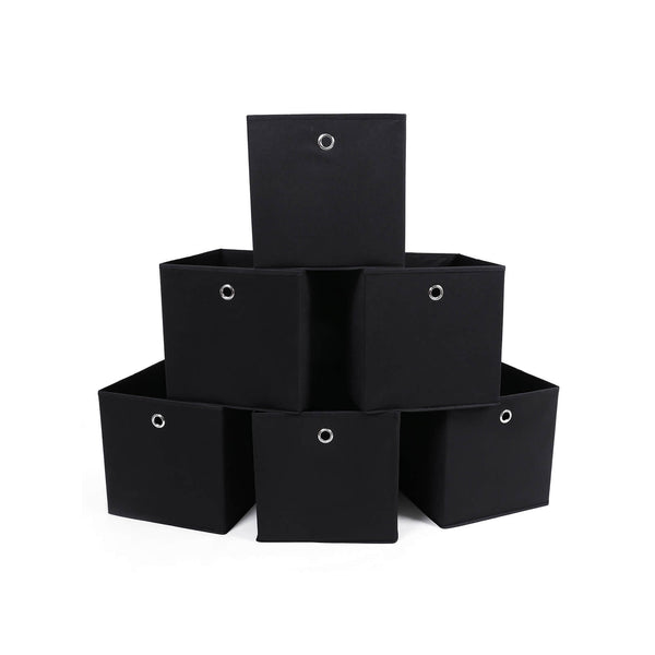 Opbergboxen 6 stuks zwart