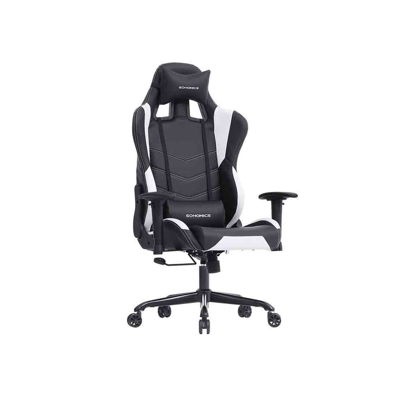 Songmics bureaustoel gaming stoel met hoge rug voorgevormd schuim gewatteerde zitschaal verstelbare kussen en lumbale ondersteuning