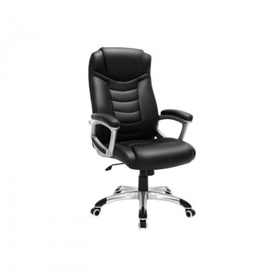 Songmics zwarte pu hoge rug kantoor executive draaibare computer stoel fauteuil