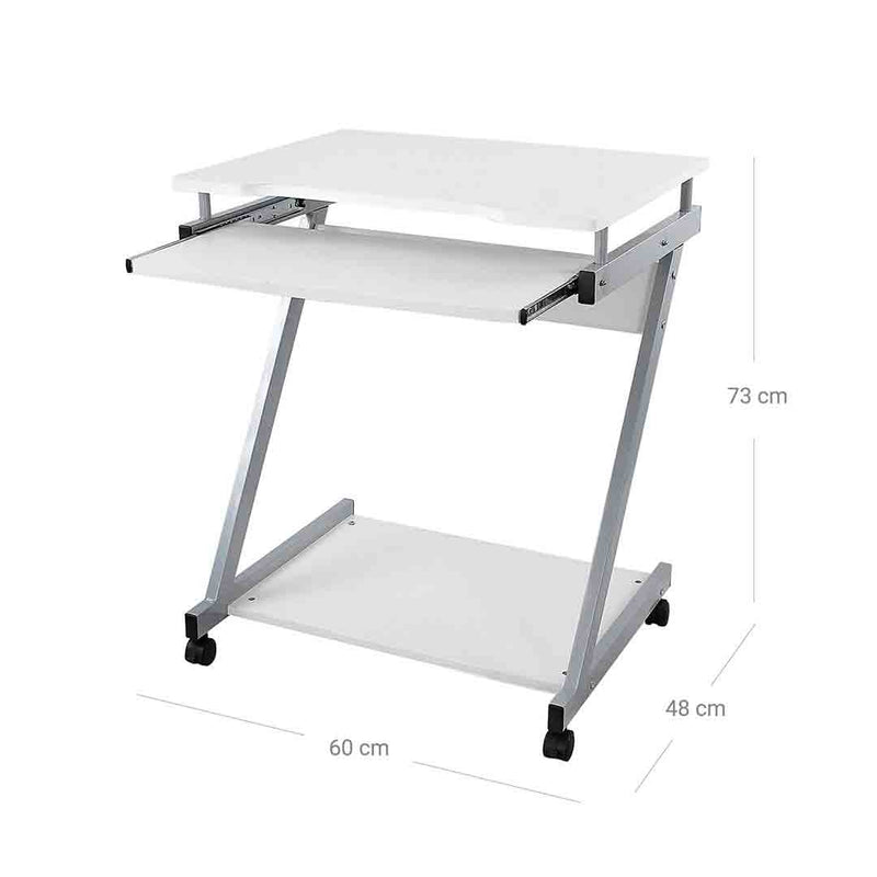 Vasagle bureau, computertafel, pc-tafel soepele toetsenbordverlenging, eenvoudigere installatie, ruimtebesparende pc-tafel in z-vorm wit