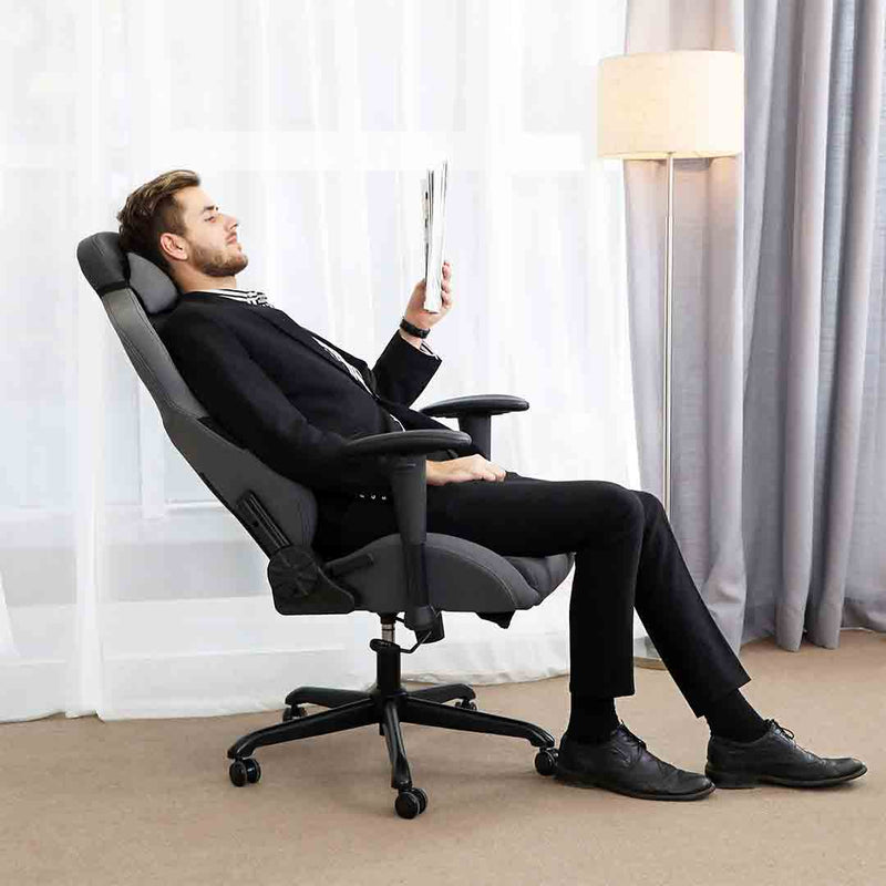 Songmics gaming stoel executive stoel ergonomische met verstelbare armleuningen, kussen lumbaal grijs / zwart