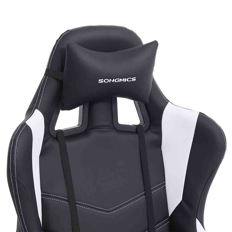 Songmics bureaustoel gaming stoel met hoge rug voorgevormd schuim gewatteerde zitschaal verstelbare kussen en lumbale ondersteuning