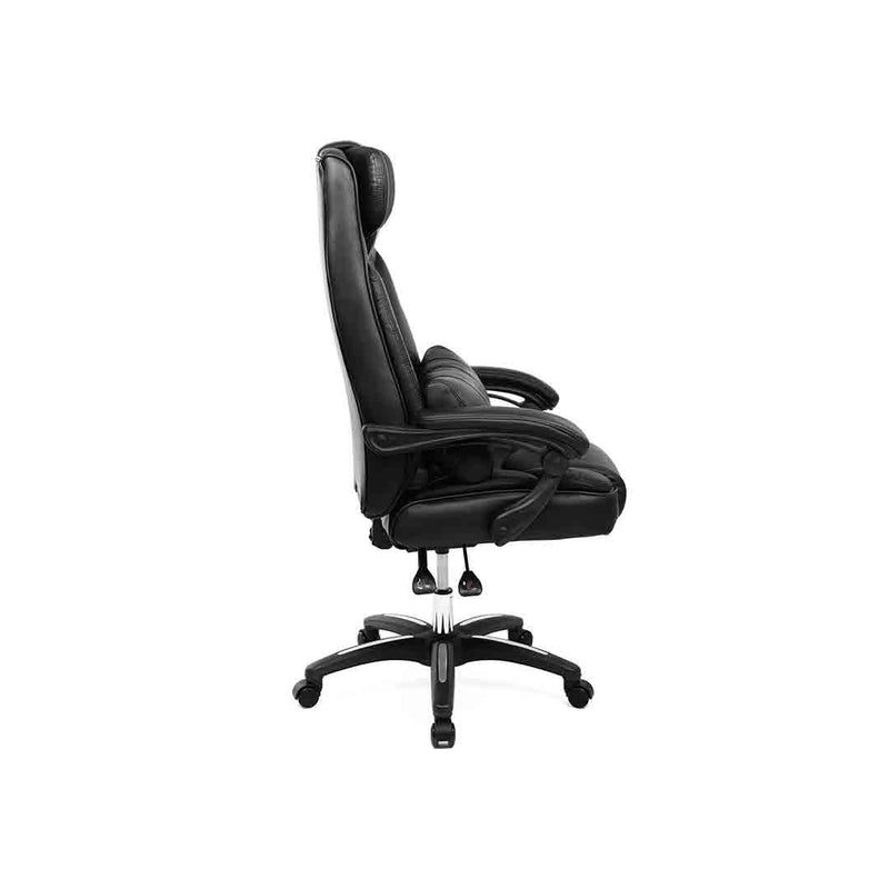 Songmics executive kantoor- en loungestoel met zwaartekrachtwieltjes en inklapbare hoofdsteun - zwart