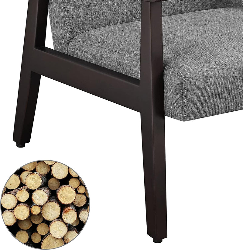 FURNIBELLA - Gestoffeerde stoel van cocktailkuipstoel, enkele bank, elegante retro-stoel, massief houten structuur voor woonkamerontvangst slaapkamer, 62 cm × 69,5 cm × 74,5 cm