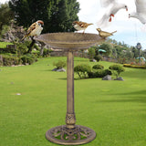 antieke gouden vrijstaande sokkel vogel bad feeder buiten tuin tuin decor (goud)
