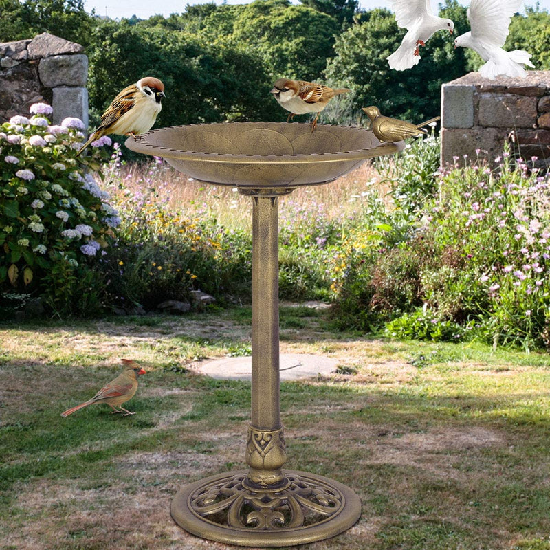 antieke gouden vrijstaande sokkel vogel bad feeder buiten tuin tuin decor (goud)