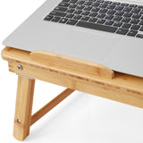 In hoogte verstelbare bamboe laptoptafel