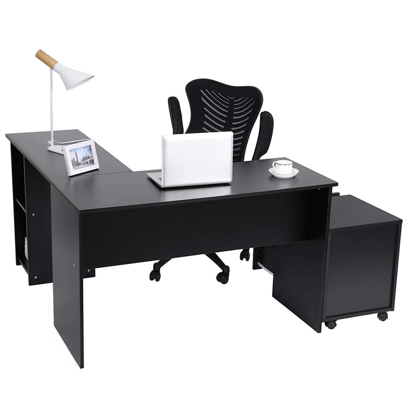 L-vormig bureau zwart