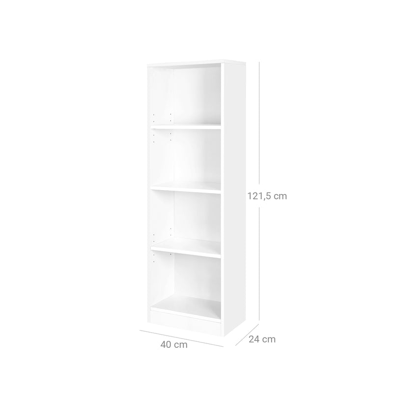 Eenvoudige boekenkast 4 vakken wit
