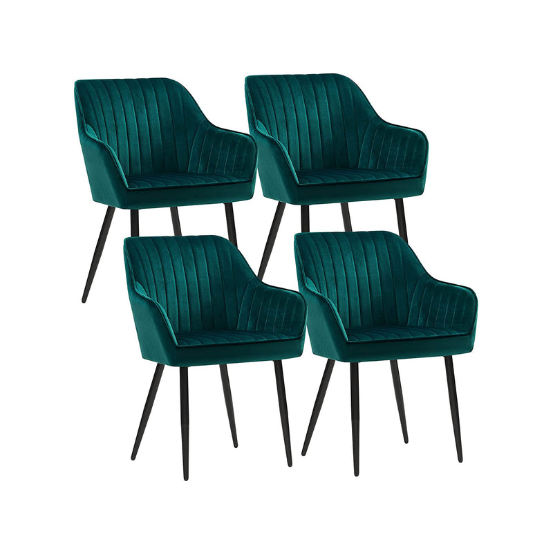 Gestoffeerde stoelen set van 4 Petrol kleur