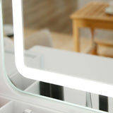Kaptafel met LED-verlichting en spiegel Wit