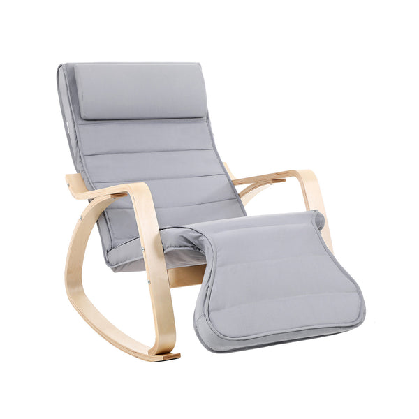 Lichtgrijze relaxstoel met voetensteun