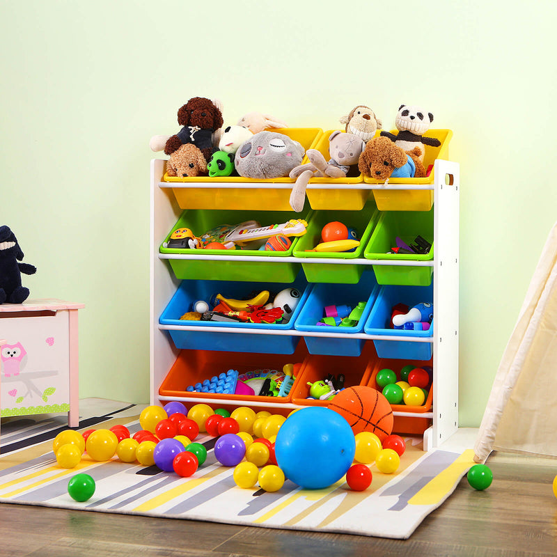 Kinderkamerplank met kleurrijke dozen